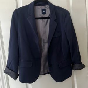 Gap women’s navy blazer with polka dot sleeve liner size 8